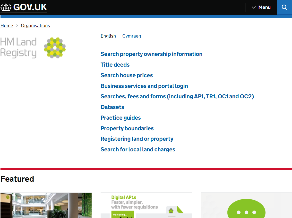 HM Land Registry Home Page